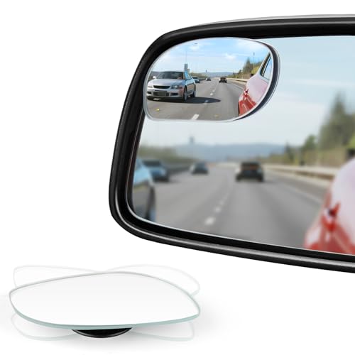 LivTee Frameless HD Blind Spot Mirrors - Adjustable Wide-Angle Side Mirror Enhancers, Pack of 2