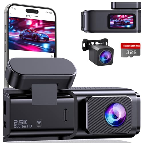 Ecomoment Dual Dash Cam with Front 2.5K and Rear 1080P Recording