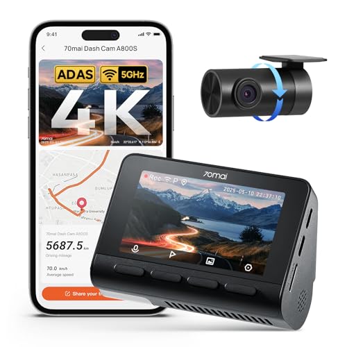 70mai 4K Dual Front and Rear Dash Cam with GPS and ADAS
