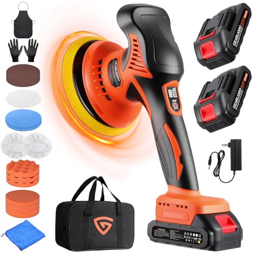 GEARLASSO Cordless Car Polisher with Adjustable Speeds and Dual Batteries