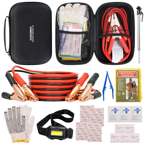 Comprehensive Car Emergency Kit with Jumper Cables and Essential Safety Tools