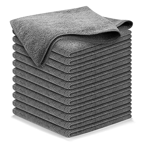 USANOOKS Grey Microfiber Cleaning Cloths - 12 Pack