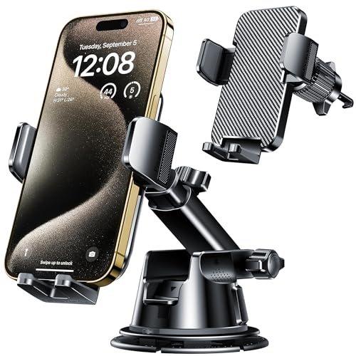 Qifutan Universal Car Phone Mount with Suction Cup and Air Vent Clip