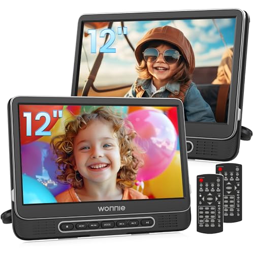 12" Dual Portable Car DVD Players with Rechargeable Battery and Headrest Mount