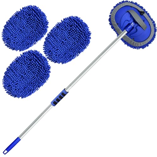 62" Long Handle Car Wash Brush Kit with Chenille Microfiber Mitt
