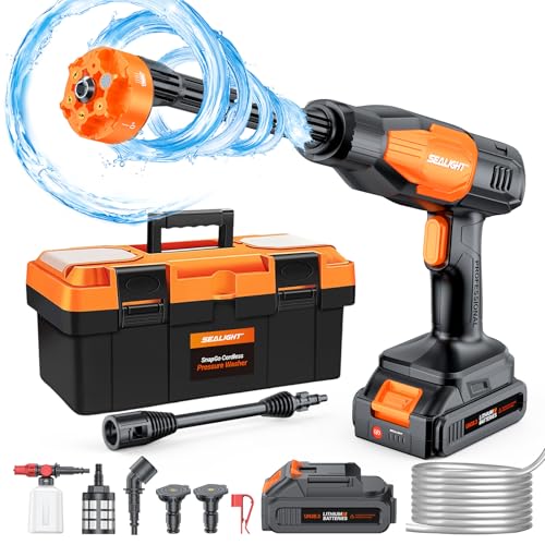 Cordless Portable Pressure Washer with Dual Batteries and 6-in-1 Nozzle