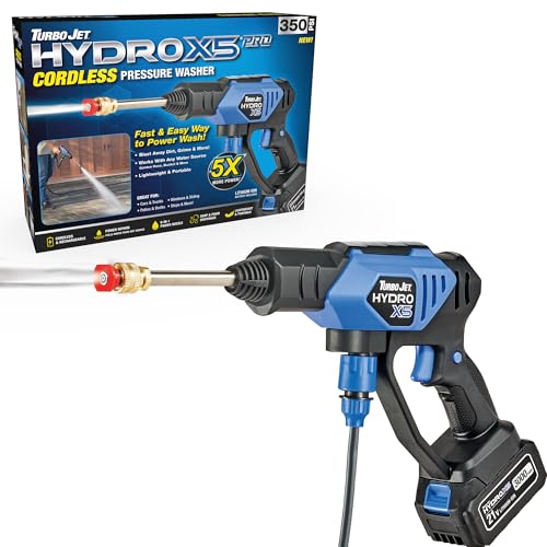 Turbo Jet HydroX5 Pro Cordless Portable Pressure Washer with 6-in-1 Nozzle and Dual Water Source