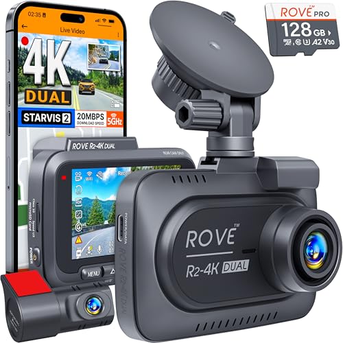 ROVE R2-4K Dual Front and Rear Dash Cam with GPS and 5G WiFi