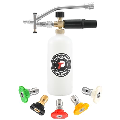 Adjustable Foam Cannon with Dual Connector and 5 Pressure Washer Nozzle Tips