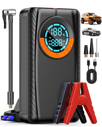HIPOM Portable Car Jump Starter with Air Compressor and Power Bank