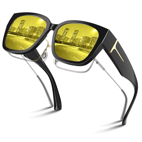 JASPIN Night Driving Glasses with Polarized Yellow Lenses