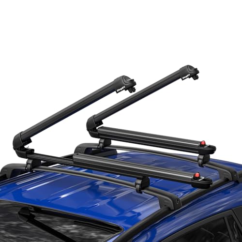 BougeRV Lockable Sliding Ski & Snowboard Roof Rack