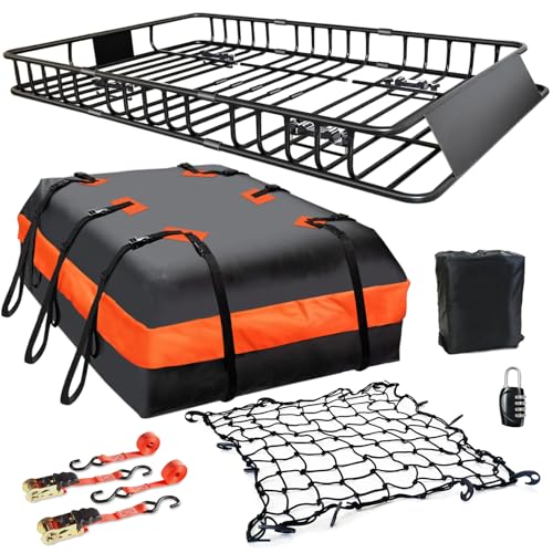 Universal Roof Rack Carrier Basket with Waterproof Bag and Cargo Accessories