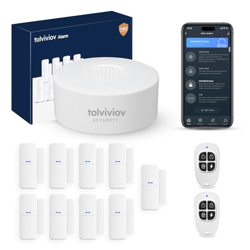 tolviviov 12-Piece Smart Home Alarm System with Phone Alerts and Alexa Compatibility
