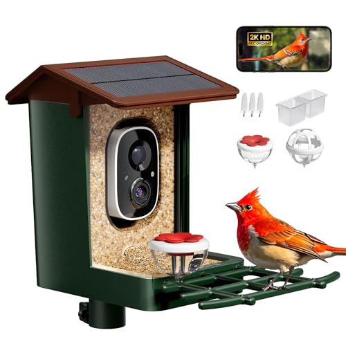 Solar-Powered Smart Bird Feeder with 2K HD Camera and AI Bird Recognition