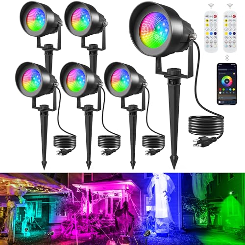 T-SUN Smart RGBW Outdoor Landscape Spotlights - 6 Pack