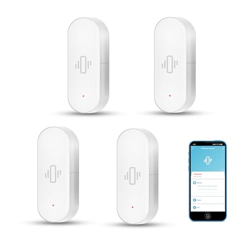 Wireless Glass Break and Door Vibration Sensor with App Alerts (4-Pack)