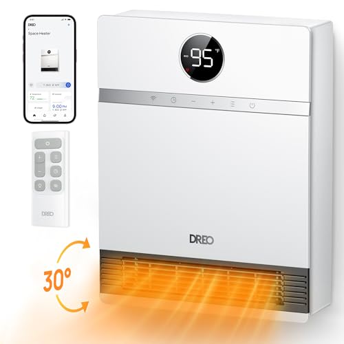 DREO Smart Wall-Mounted Electric Heater with Adjustable Thermostat and Remote Control
