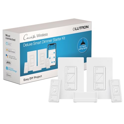 Lutron Caseta Smart Dimmer Switch Kit with Hub and Remotes
