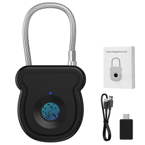 Larimuer Smart Fingerprint Padlock with USB Key and Emergency Code