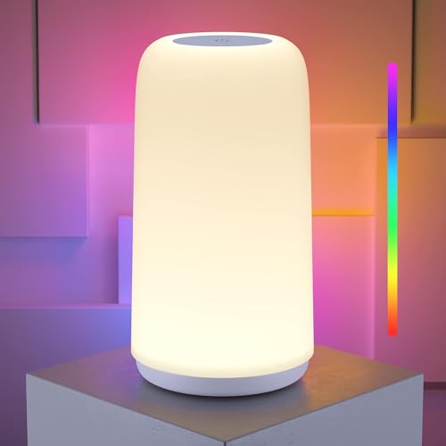 ROOTRO Touch Bedside Table Lamp with RGB and Warm White Light