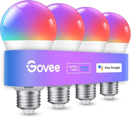 Govee Color Changing Smart LED Bulbs with Voice and App Control, 4 Pack