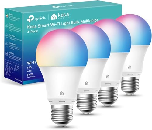 Kasa Full Color Dimmable Smart WiFi Light Bulb - 9W, 800 Lumens, No Hub Needed