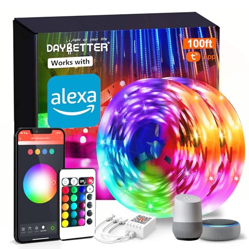 DAYBETTER Smart WiFi LED Light Strip - 100ft, Color Changing, App & Voice Controlled