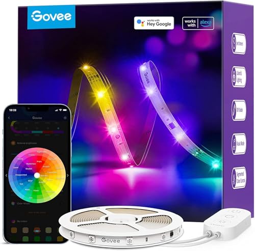 Govee RGBIC WiFi LED Strip Light with Voice and Music Control, 16.4ft