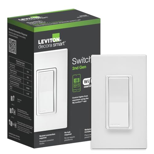 Leviton Decora Smart Wi-Fi Switch with Voice Control and 3-Way Compatibility
