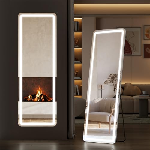 Full Length LED Floor Mirror with Adjustable Lighting