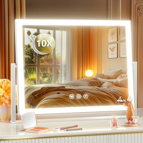 Lighted Hollywood Vanity Makeup Mirror with 10X Magnification and LED Lights