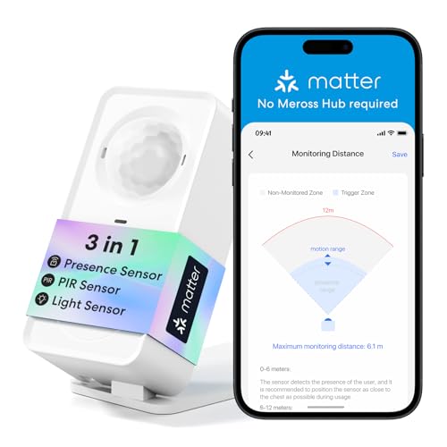 meross 3-in-1 Human Presence and Motion Sensor with Matter Compatibility