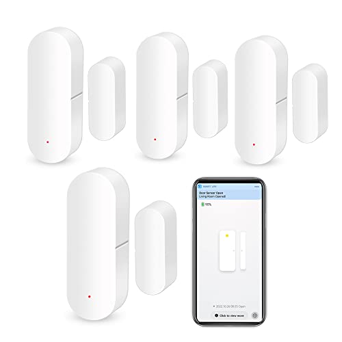 WiFi Door and Window Contact Sensor with App Alerts and Voice Control (4-Pack)