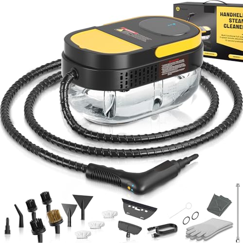 Gautye Portable Handheld Steam Cleaner with Adjustable Handle and 15 Accessories