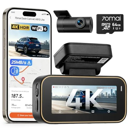 70mai A810 Lite 4K Dual Dash Cam with LTE