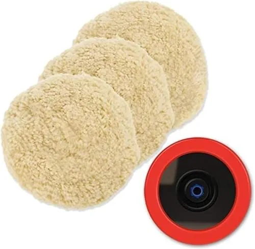 SPTA 8-Inch 100% Wool Buffing Pads 4-Piece Set