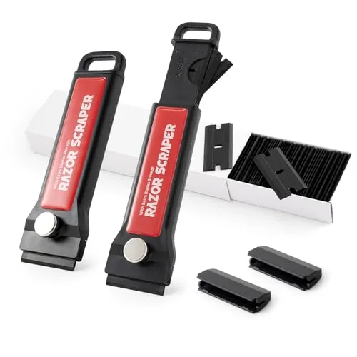 Gomake Plastic Razor Scraper 2-Pack with 100 Blades