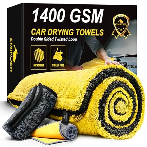 SMINDER 1400 GSM XXL Microfiber Car Drying Towel Set
