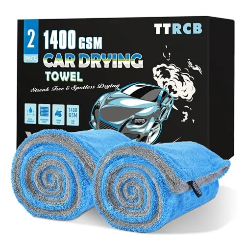 TTRCB 48x24in 1400 GSM Microfiber Car Drying Towel 2pk
