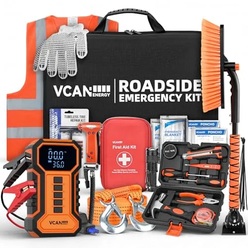 VCANENERGY 12000mAh Jump Starter with Air Compressor Kit