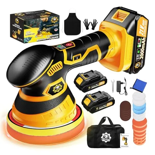 Niusken Cordless DA Polisher Kit, Dual 21V Batteries