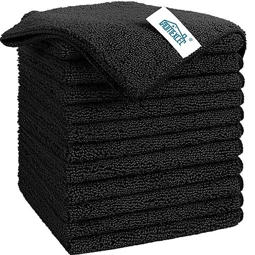 HOMEXCEL Black Microfiber Cleaning Cloths 12-Pack