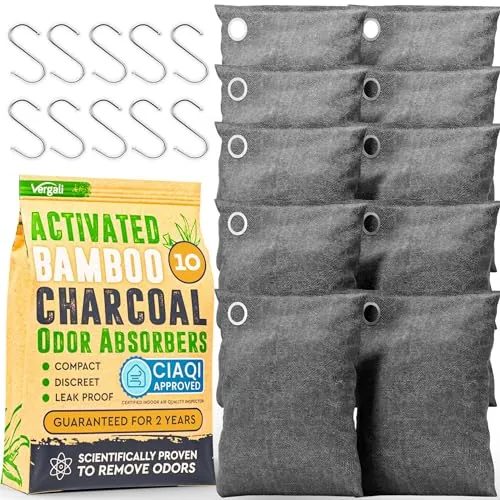 Vergali Activated Bamboo Charcoal Bags 10-Pack Odor Absorber