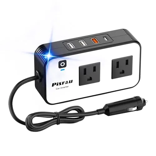 PiSFAU 200W Car Inverter 12V DC to 110V AC 6-Port