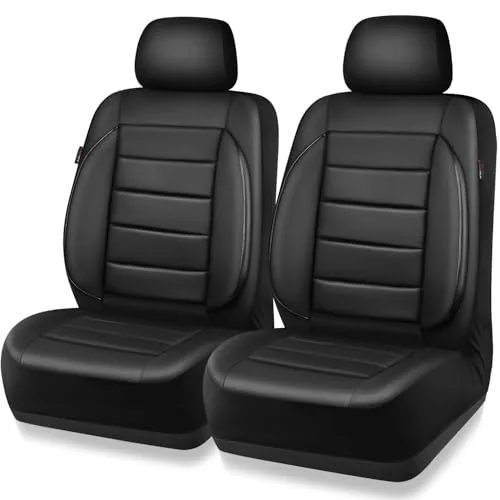 CAR PASS Faux Leather Front Seat Covers 2-Piece