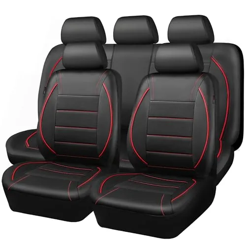 CAR PASS Piping PU Leather Seat Covers Full Set