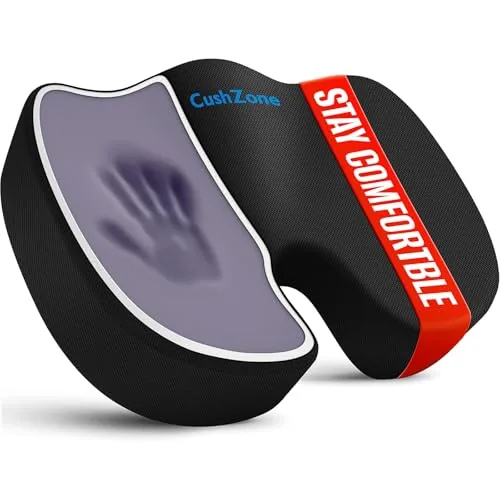 CushZone Memory Foam Seat Cushion with U-Cut Tailbone