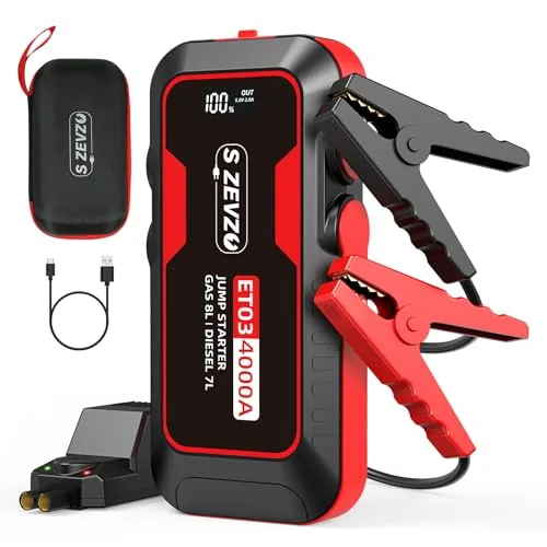 S ZEVZO ET03 4000A Jump Starter with 74Wh Power Bank