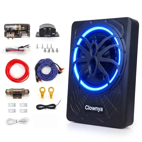 Clownya 10" 1200W Slim Under-Seat Subwoofer with Amp